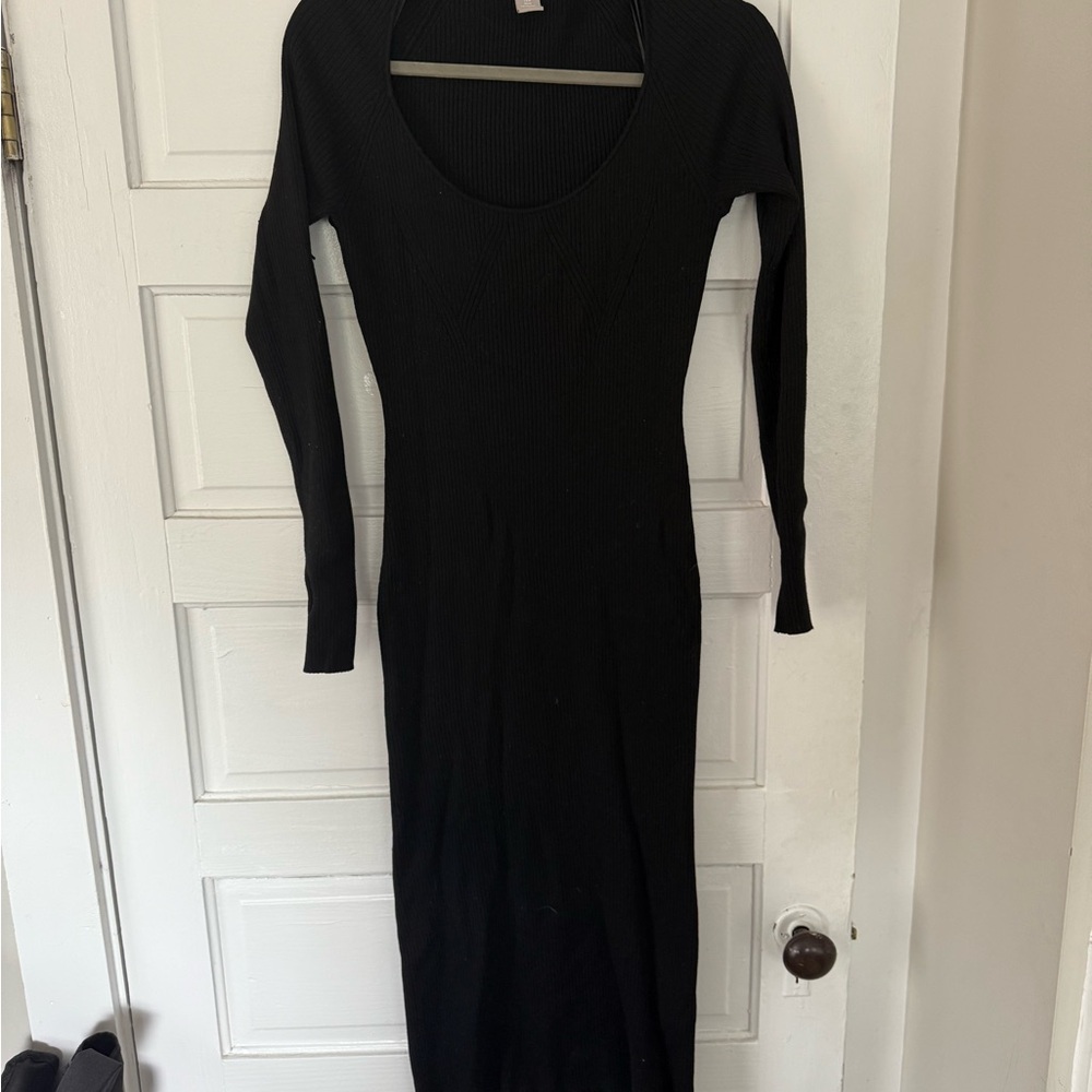 H&M Black Dolman Sleeve Bodycon Dress